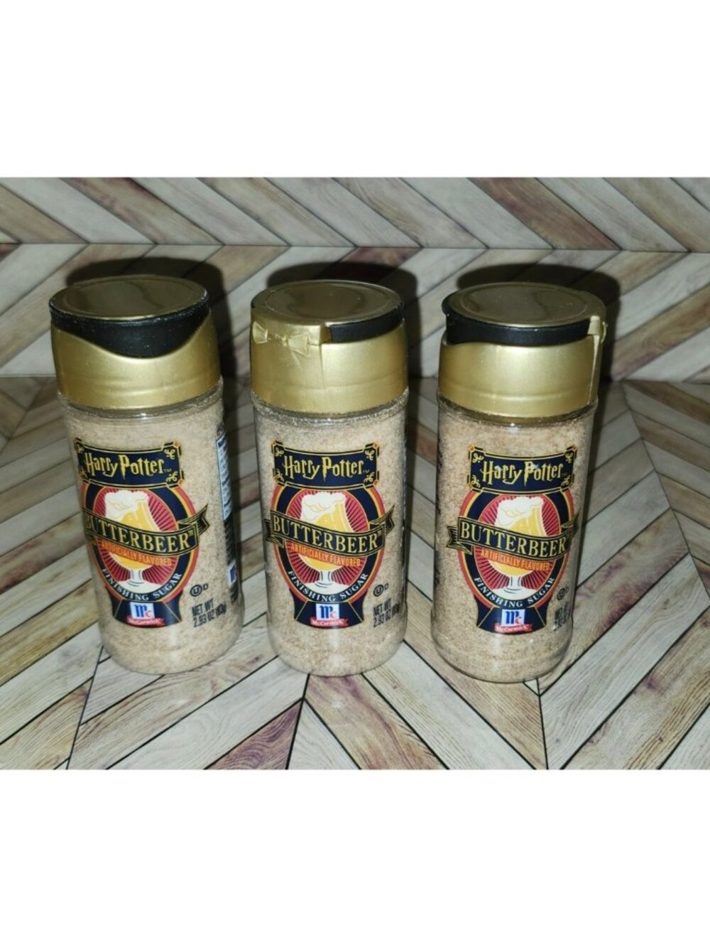 New 3 Pack McCormick Harry Potter Butterbeer Finishing Sugar 2.92 Oz Exp 2027
